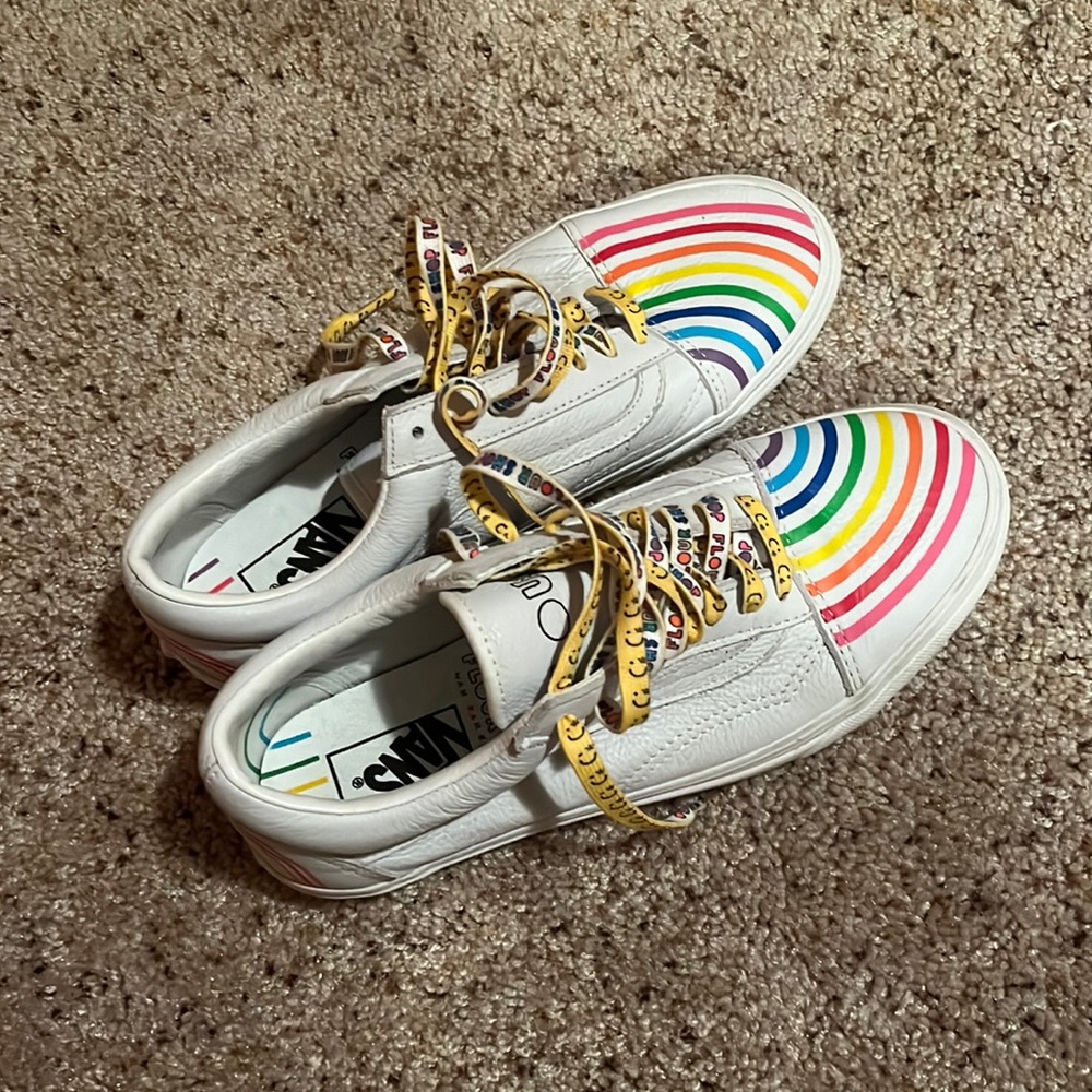 . Flour Shop Vans white with Rainbow
